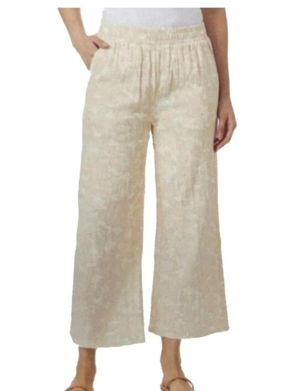 NWT Hurley Women's XL Beige Floral Wide-Leg Pants100% Cotton Casual